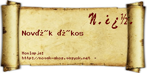 Novák Ákos névjegykártya